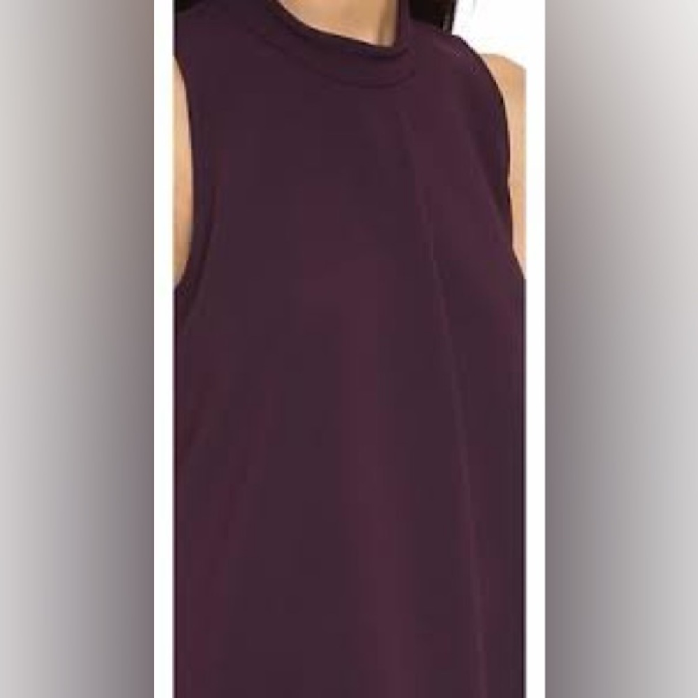 THEORY Talniza Admiral Crepe Plum Purple Sleeveless Blouse Minimalist Top - Picture 4 of 12